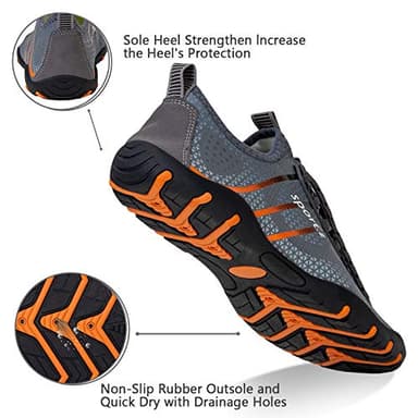 WateLves Water Shoes Mens Womens Beach Swim Shoes Quick-Dry Aqua Socks Pool Shoes for Surf Yoga Water Aerobics (Fluorescent Dark Gray, 42) - Image 4