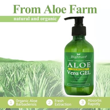 BIGHTURE Aloe Vera Gel, 100% Aloe Vera from Freshly Cut Aloe Leaves, Skin Care for Deeply & Rapidly Soothing, Firming, After Shave, Sunburn Relieve, etc - Image 2