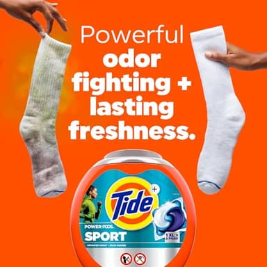Tide Power PODS Laundry Detergent Pacs with Febreze Sport, 45 Count, HE Compatible, Febreze Freshness with Sport Odor Defense, Tide PODS Laundry Detergent - Image 6