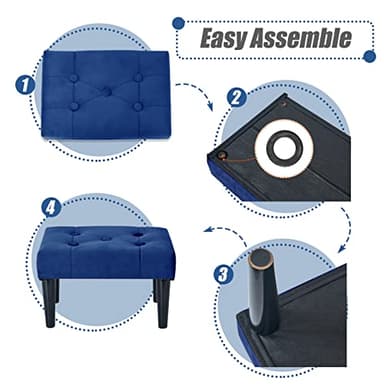BRIAN & DANY Foot Stools Ottoman, Velvet Small Foot Stool with Legs, Rectangle Ottoman Foot Rest for Couch, Footstools and Ottomans Small for Living Room and Bedroom (Blue) - Image 5