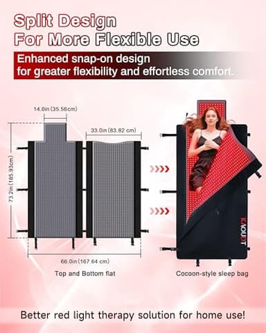 Kaoudt 2025 Medical-Grade TPU Red Light Therapy Mat for Full Body Pain Relief, FSA&HSA Eligible 73"x33" Dual Wavelength Infrared Red Light Blanket with 2570 LEDs for Home Use - Image 5