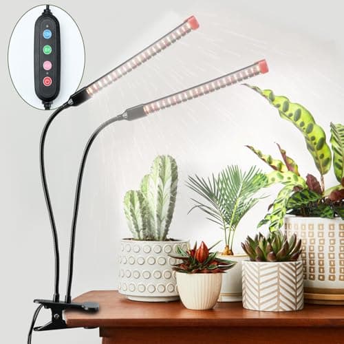 Gamechanger! 18W Power Home Plug, NOT 10W Adapter, FECiDA 2Head Clip Grow Lights for Seed Starting with Timer, Enough Bright Like Sun Full Spectrum Grow Lights for Indoor Plants, Bonsai, Seedlings - Image 1