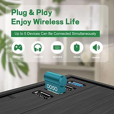 USB Bluetooth Adapter for PC - QGOO Bluetooth Dongle 5.3 EDR, Wireless Receiver for Desktop Computer Laptop 5.3-V35.646.05 Green05 - Image 2
