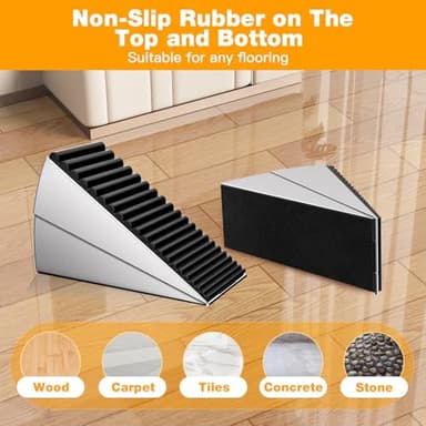 BINFEW Heavy Duty Metal Door Stop, Strongest Large Adjustable Spring Door Stopper Up to 3 inch Tall, Door Stoppers for Bottom of Door, Stainless Steel Silver Rubber Door Wedge for Any Heavy Doors - Image 5
