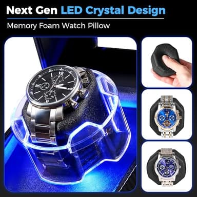 ANWBROAD Watch Winder for Automatic Watches, 4 Modes Automatic Single Watch Winder with Next Gen LED Crystal Design, Rotating Watch Case with Super Quiet Motor, Type-c Adapter or Battery Powered - Image 4