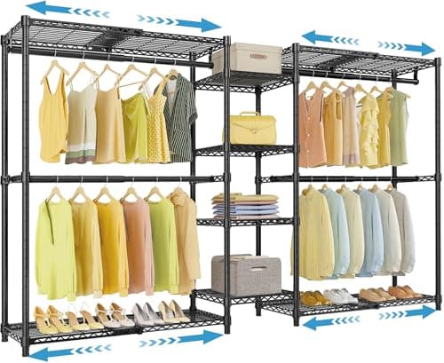 VIPEK X3 Expandable Heavy Duty Clothes Rack Adjustable from 5'2" to 8' with Adjustable Shelves and Hanger Rods, Large Freestanding Clothing Racks Reach-in & Walk-in Closet, Max Load 1210LBS, Black - Image 1
