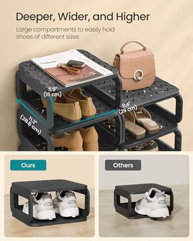 SONGMICS Shoe Rack, Shoe Organizer, 6 Shelves, Shoe Storage, Narrow Shoe Shelf, Open Shelf for Entryway, Living Room, Bathroom, Space-Saving, Ink Black ULPC037B01 - Image 4