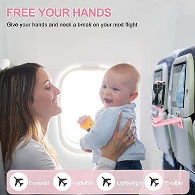 Perilogics Airplane Phone Holder Mount Universal in Flight Hands Free Viewing with Multi-Directional Dual 360 Degree Rotation (Black/Pink) - Image 7