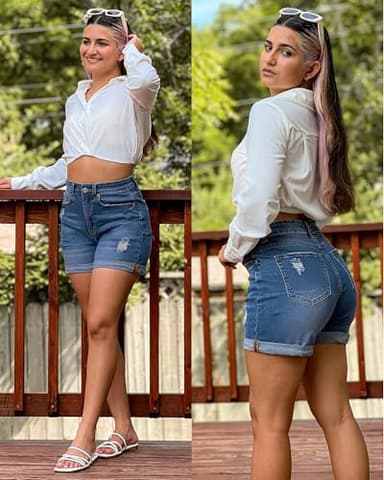 luvamia Women's Casual Ripped Denim Shorts High Rise Summer Destoryed Jeans Shorts Light Blue Size X-Large - Image 4