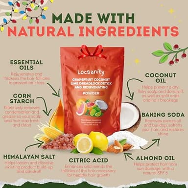 Locsanity Dreadlock Hair Scalp Detox - Deep Clean Dreadlock Powder, Cleansing Conditioner - Natural Hair Cleanser for Build Up - ACV Alternative, Loc Care and Maintenance Products - Image 3