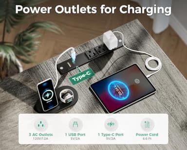 Coleshome L Shaped Computer Desk with 6 Drawers & Power Outlet, 55 Inch Corner Desk with Reversible Storage Shelf & File Drawer, Home Office Desk, Grey Oak - Image 5