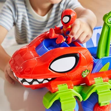 Spidey and his Amazing Friends Marvel Dino-Webs Crawler Toy Car Playset, Spider-Man & Goblin Raptor 4-Inch Action Figures, Kids Ages 3 & Up - Image 4