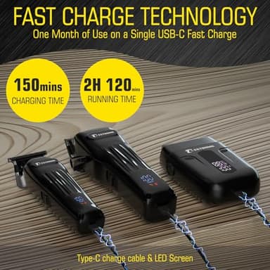 BESTBOMG® Hair Clippers for Men, Professional Hair Clippers, Beard Trimmer& Rechargeable Shaver Set, Metal T-Blade, LED Display, Barber Hair Cutting Kit for Men Grooming & Gifts, BS-808A (Black) - Image 4