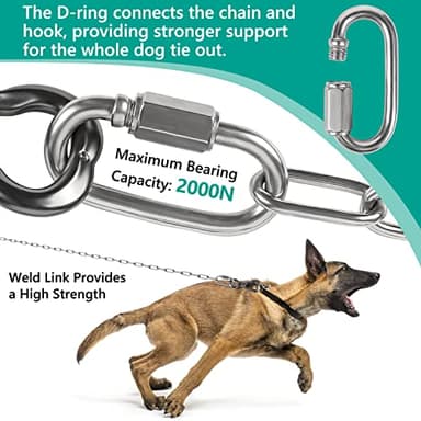 Tresbro Heavy Duty Dog Chains for Outside, 15FT Stainless Steel Tie Out Cable with Swivel Hook for Small Medium Dogs, Metal Chew Proof Pet Runner Chain Leash Lead for Outdoor Camping Hiking Yard, 3MM - Image 4