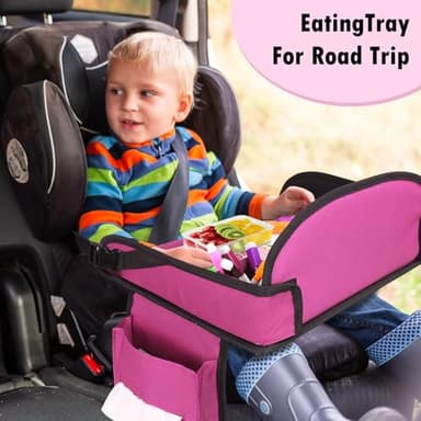 WENRENER Kids Travel Tray, Travel Tray For Kids Car Seat, Toddler Road Trip Essentials With Drawing Kit, Carseat Tray For Kids Travel, Travel Activities Road Trip Must Haves For Kids (Pink) - Image 10