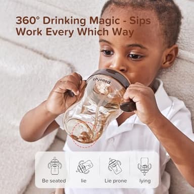 Thyseed PPSU Weighted Straw Cup with Handles Toddlers Transition Bottles to Sippy Cups No Spill Learner Milk Water Baby Bottle Soft Silicone Spout Dishwasher Safe BPA Free 6+ Months 10oz/300mL 1 Pack - Image 3