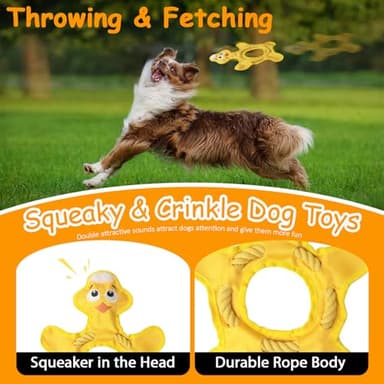 HUGEME Dog Toys to Keep Them Busy, Plush Tug of War Interactive Rope Dog Toys, Squeaky Chew Toys for Small Medium Large Dogs - Image 3