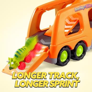 JOYIN Dinosaur Toys for Kids 2-4, Toddler Boy Toys, Dinosaur Carrier Truck with 6 Rubber Car Vehicles, Christmas Birthday Gifts with Music & Lights for 2 3 4 5 Year Old - Image 3