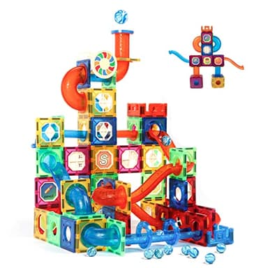 MAGBLOCK Magnetic Tiles 176Pcs Marble Run Children's Educational Toys for Developing Mathmatics and Physics Skills and for Developing Creativity and Imagination Toys for Kids Age 8 9 10+ Years Old - Image 1