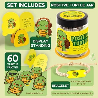 Stofinity Positive Turtle Gifts For Women - Daily Affirmation Cards For Teen Girls Trendy Stuff, Cute Birthday Gifts For Women Coworkers, Funny Sea Turtle Decor For Desk Office, Christmas Turtles Card - Image 2
