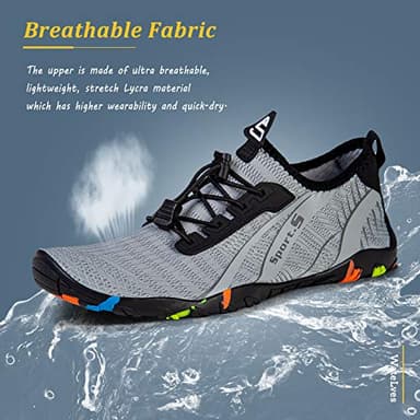 WateLves Water Shoes Mens Womens Beach Swim Shoes Quick-Dry Aqua Socks Pool Shoes for Surf Yoga Water Aerobics (C/Light Gray, 43) - Image 4