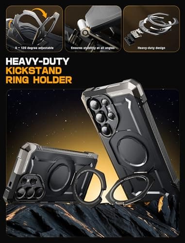 SUPCASE for Samsung Galaxy S25 Ultra Case with Stand (Unicorn Beetle Grip), [S Pen Friendly] [Compatible with MagSafe] [Military-Grade Protection] Magnetic Translucent Back Phone Case, Black - Image 5