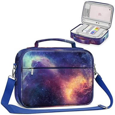 FINPAC Large Bible Cover w/Shoulder Strap, Carrying Book Case Church Bag Bible Protective w/Pen Slots and Zippered Pocket, Gift for Women Lady, Galaxy - Image 1