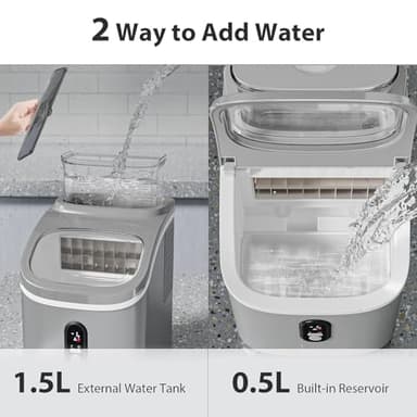 Electactic Countertop Ice Cube Maker Machine with External Water Tank,16Pcs/5Mins,34Lbs/Day,2 Ways to Add Water,Portable Compact Small Ice Maker with Self-Cleaning,Perfect for Home/Kitchen/Camping/RV - Image 6
