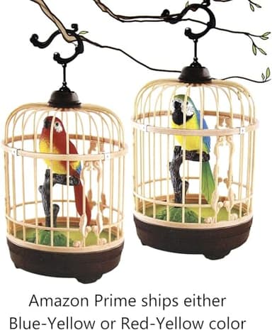 Chirping Bird in Cage – Realistic Singing & Moving Bird Toy with Lifelike Sounds, Motion Sensor & Beak Animation | Premium Desk & Room Decoration | Battery - Operated - Image 4