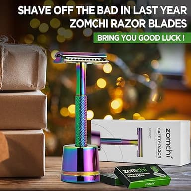 Safety Razor for Women,Safety Razor with 5 Blades,Women Razor with a Delicate Box,Free of Plastic (Stand Style Rainbow Razor) - Image 7