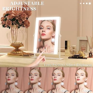 ROLOVE 9"x11" Small Vanity Mirror with Lights, Lighted Makeup Mirror with Light, Portable Tabletop Cosmetic Make Up Mirror, Smart Touch Control, Dual Power Supply, 360°Rotation - Image 5