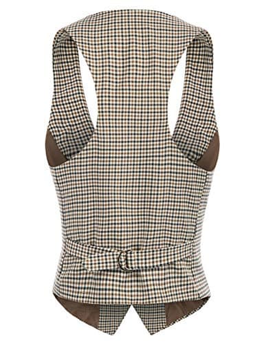 GRACE KARIN Plus Size Vest Corporate Goth Adjustable Button Front Sleeveless Work Spring Vest For Women(XL, Brown Plaid) - Image 2