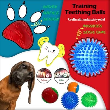 Cdyzqikm 3.5in Squeaky Dog Toy Pack High Bouncy Spiky Pet Balls for Interactive Playing, Teeth Cleaning, Durable Tough Chew Toys for Medium & Large Dogs Fetch Training Teething Balls 4Pcs - Image 3