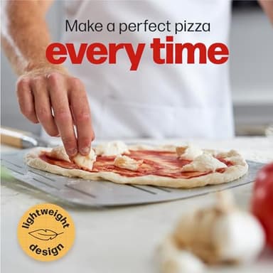 Hans Grill Pizza Peel PRO | Made for XL Pizza 12 inch + | Professional Restaurant Grade Perforated Metal Non-Stick Paddle for launching, turning and retrieving pizzas - Image 8