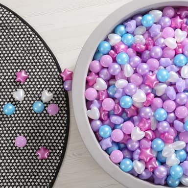 GOGOSO Ball Pit Balls,Plastics Balls for Ball Pit, Stars Hearts Shape for PastelBall for Toddlers Kids Pearl Pink+Blue+Purple+White,200pcs - Image 5
