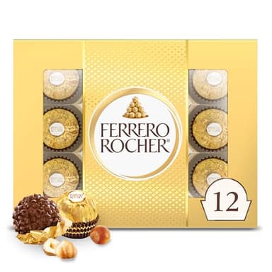 Ferrero Rocher Fine Hazelnut Milk Chocolate, 12 Count, Pack of 6 Individually Wrapped Chocolate Candy Gift Boxes, 5.3 oz - Image 1