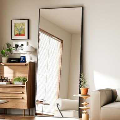 Koonmi Large Mirrors, 65"x24" Full Length Mirror with Stand, Full Body Mirror with Aluminum Alloy Frame, Hanging or Leaning Against Wall Floor Standing Mirrors for Bedroom Living Room, Black - Image 6