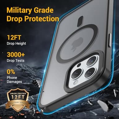 Temdan for iPhone 14 Pro Case, Compatible with Magsafe, Anti-Yellowing, Military-Grade Protection, Shockproof Slim Magnetic Phone Case Cover, Black - Image 8