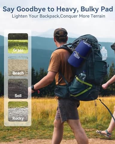 Hikenture Double Sleeping Pad for Camping, 4" Extra-Thick Camping Mattress 2 Person, Inflatable & Ultralight Sleeping Mat for Backpacking, Hiking (Navy Foot Pump, Full XL) - Image 5