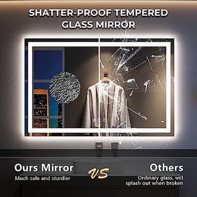 YEELAIT 60x40 Inch LED Bathroom Mirror with Lights Front and Backlit Lighted Vanity Mirror for Bathroom Wall with 3 Colors Dimmable Anti-Fog Memory Shatter-Proof IP54 Waterproof Horizontal/Vertical - Image 6