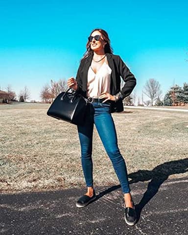 LookbookStore Women Blazers for Work Casual Notched Lapel Button Work Black Blazer Jacket 2025 Women Blazer Suits for Professional Office Size Small Size 4 6 - Image 5