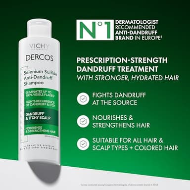 Dercos Anti Dandruff Shampoo, Dry Scalp Treatment and Itch Relief. Prescription Strength Comparable to 2% Ketoconazole, for Mild to Severe Dandruff-Prone Hair & Flaky, Itchy Scalps, 6.76 Fl. Oz. - Image 2