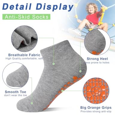HYCLES Boys Girls Non-Slip Toddler Socks Grip Ankle Sticky Sock Anti-Skid Socks for Kids 6 Pairs for 10-13 Years Kids - Image 5
