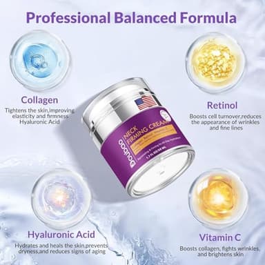 Advanced Neck Firming Cream – 3% Retinol & Hyaluronic Acid for Wrinkle Reduction, Lifting & Skin Tightening – Anti-Aging Moisturizer for Face, Neck & Décolleté – Deep Hydration, 1.7 FL OZ - Image 3