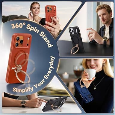 CASEKOO Twilight Orange Designed for iPhone 17 Pro Max Case with Spin Magnetic Stand [16FT Military Protection] [Non-Slip Edge] [Fit for MagSafe] Shockproof for iPhone 17 ProMax case with Stand 6.9'' - Image 4