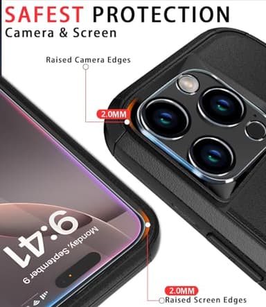 Diverbox for iPhone 16 Pro Max Case [Shockproof] [Dropproof] [Tempered Glass Screen Protector + Camera Protectors] Heavy Duty Protection Phone Case Cover for Apple iPhone 16 Pro Max (Black) - Image 4