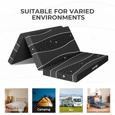 Sweetnight Folding Mattress - 4-inch Twin XL Tri-Fold Mattress with Breathable & Washable Cover | Suitable for Camping, RV & Home Use | Starry Sky Design - Image 7
