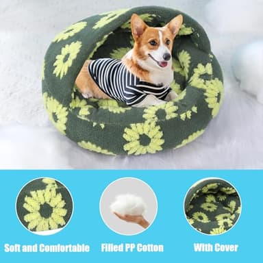 Dog Beds for Small Dogs, Cat Bed Cave, Washable Cute Cat Bed, Cozy Nook Pet Bed for Dogs or Cats, Anti-Slip Puppy Bed Fits up to 12 lbs Pets(Yellow, 20" x 20") - Image 3