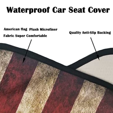 LoyaGour Car Seat Cover Protector Front Seats,for Gym Workout,Running,Swimming,Beach and Hiking,Waterproof Sweat Towel Bucket Seat Covers for Cars SUV Trucks (American Flag, 2Pcs) - Image 5