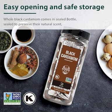Soeos Black Cardamom Pods, 6 Ounces, NON GMO Verified, Kosher, Smoky Flavor, Freshly Dried Cardamom Seeds, Perfect for Asian and India Cooking Spice - Image 6